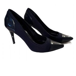 Nine West Navy Mixed Media Heels